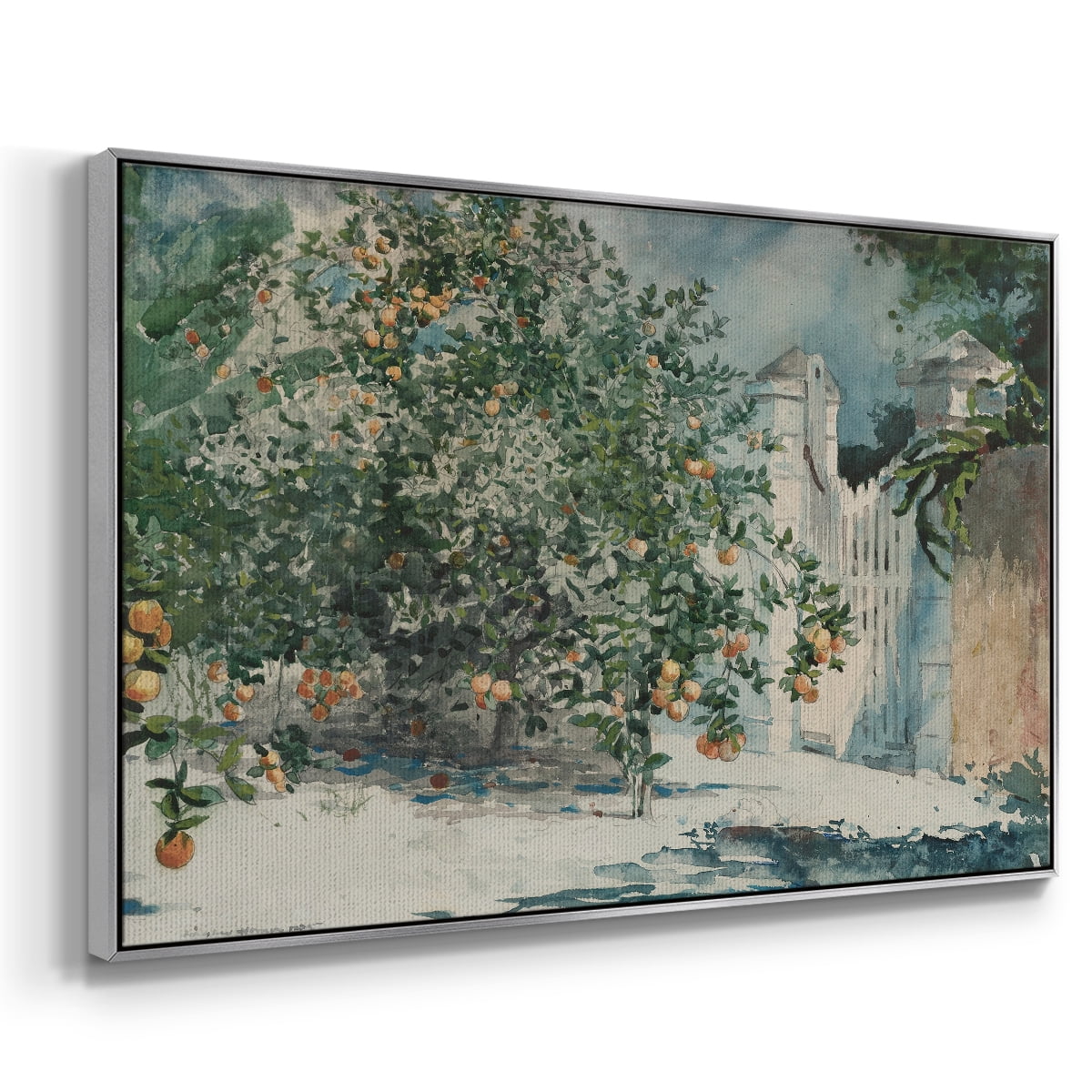 Vintage Botanical Print-L By Wexford Home Framed in Silver Wood Gallery Wrapped Canvas 25 in. x 37 in.