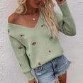 thumbnail image 2 of Lilgiuy Autumn/Winter Ladies Pullover Printed Sweater Sweater Loose Top V-Neck Sweater V-Neck Sweater,Green,8(L) for 2022, 2 of 5