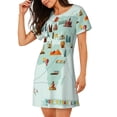 thumbnail image 2 of Honeii World Travel Map Print Women's Loose Short Sleeve Nightgown, Soft Cotton Sleepwear, Comfy Loose Fit Pajama Dress for Sleep and Lounge, 2 of 6