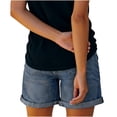 thumbnail image 4 of XIAONU Solid Denim Shorts for Women Drawstring Waist Daily Wear Shorts, 4 of 7