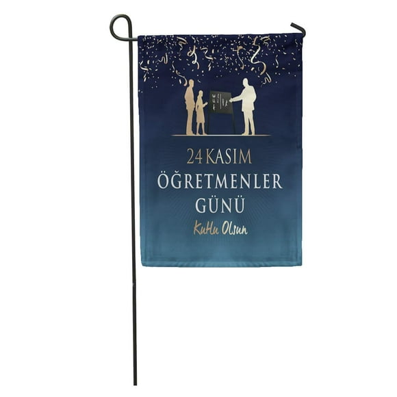 JSDART November 24Th Turkish Teachers Day Typographic Badge Flag Symbol 24 Garden Flag Decorative Flag House Banner 28x40 inch