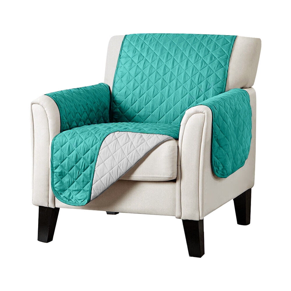 Sofa Cover Reversible Couch Cover with Elastic Straps, Waterproof Furniture Protector for 1 Cushion Couch, Green