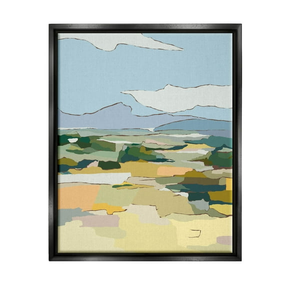Stupell Industries Rural Pasture Abstract Field Graphic Art Jet Black Floating Framed Canvas Print Wall Art, Design by Nikita Jariwala