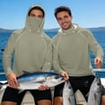 thumbnail image 3 of Bulopur Men’s Long Sleeve Fishing Hoodie with Face Cover, UV Protection Quick Dry Shirt in Solid Green for Camping, Lake Trips and Outdoor Activities, 3 of 8