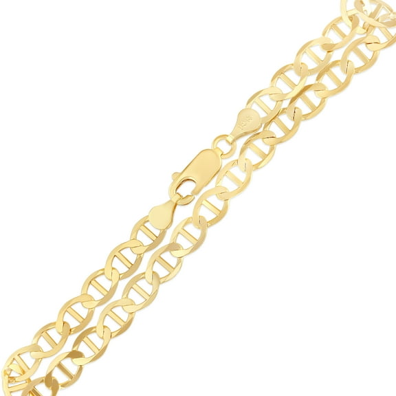 Ioka - 14K Yellow Solid Gold 5.5mm Flat Mariner Chain Necklace with Lobster Clasp