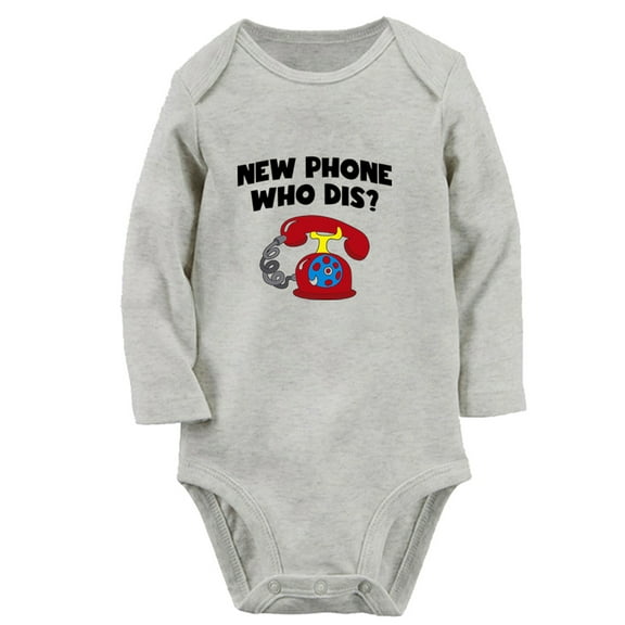 New Phone Who Dis Funny Rompers, Newborn Baby Unisex Bodysuits, Infant Jumpsuits, Toddler 0-12 Months Kids Long Sleeves Oufits (Gray, 0-6 Months)