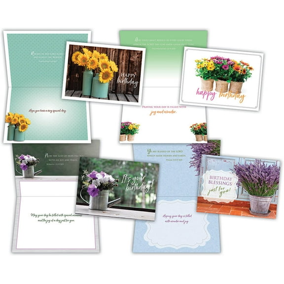 Birthday - Flowers in a Vase - Assorted Birthday Cards, Box of 12