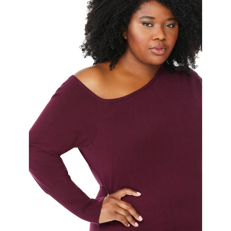 Sofia Jeans by Sofia Vergara Plus Size One Shoulder Sweater Dress