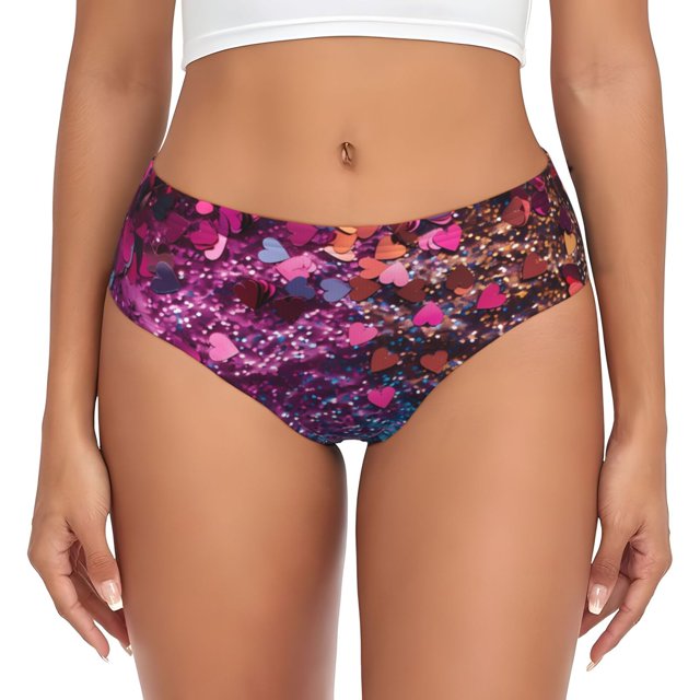 Balery Heart Confetti on Glitter Ropa Interior de Algodón para Mujer con Dibujo – Braguitas Cómodas y Elásticas, Estilo Clásico-X-Small