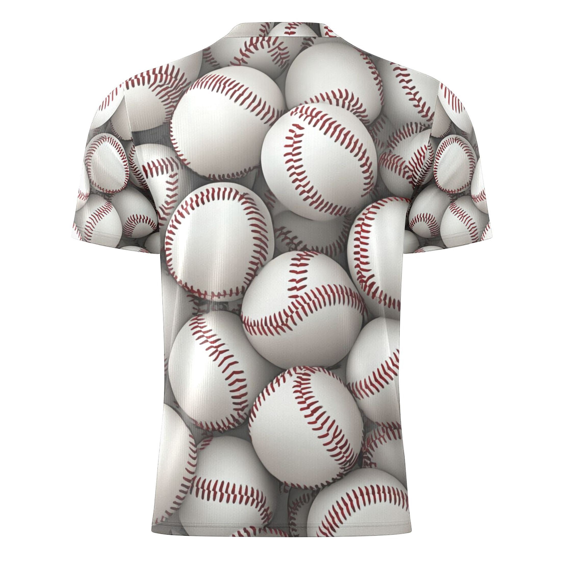 3d Baseballs Pile Up Men's Sports Jerseys Athletic T-Shirt Football Referee Short Sleeves Shirt L