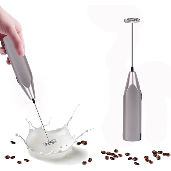 EIMELI Mousseur à Lait Portatif, Fouet Électrique Mélangeur de Café avec Fouets en Acier Inoxydable, Mélangeur Mousseur pour Matcha Café Latte Cappuccino Chocolat Chaud Régime Keto