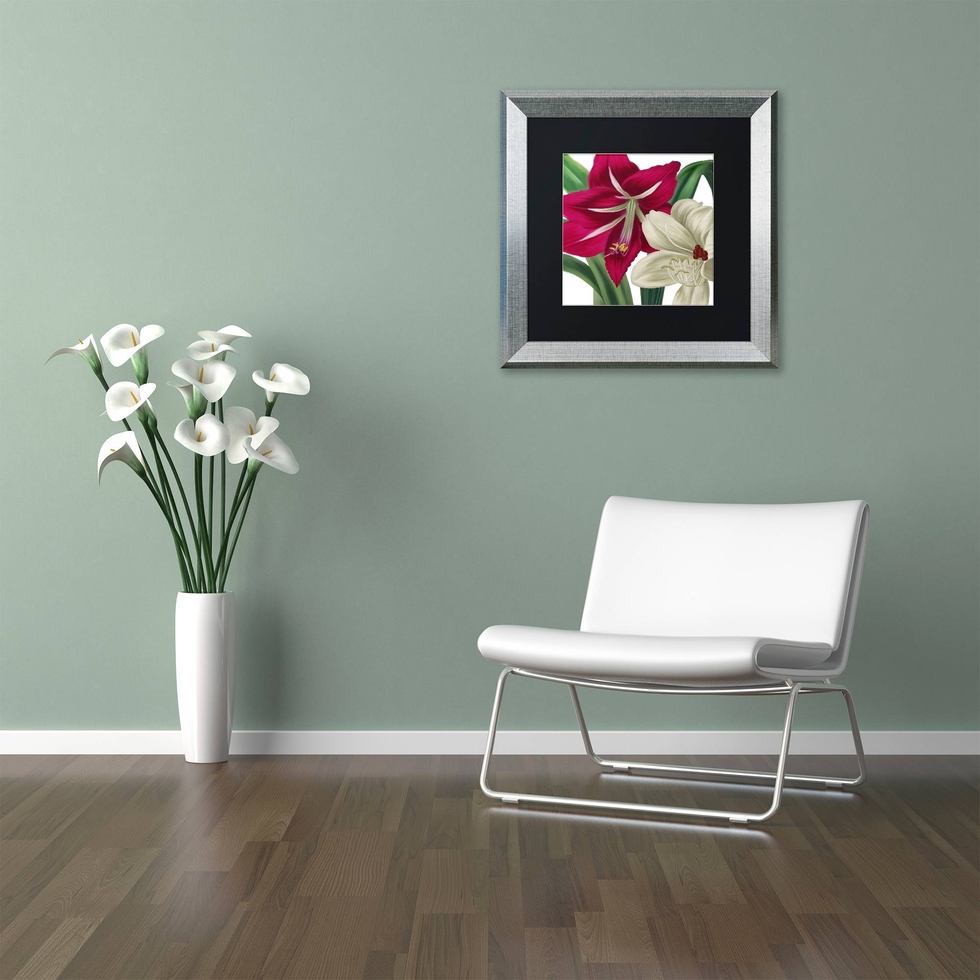 Trademark Fine Art "Christmas Amaryllis I" Canvas Art by Color Bakery Black Matte, Silver Frame