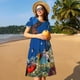 thumbnail image 4 of Fotbe Colorful Coral Reef Vestido Largo de Moda para Mujer, Vestido Tipo Camiseta con Manga Corta y Estilo Casual a Rayas y Bloques de Color, 4 of 6