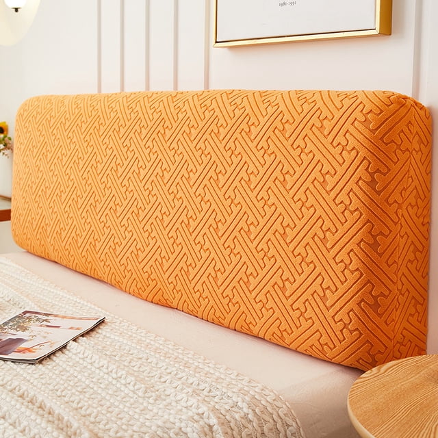 Nvzi 1 pieza de funda protectora elástica de tela suave y afelpada para cabecero y respaldo de cama, 1,8 m de largo (naranja).