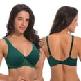 thumbnail image 6 of Curve Muse Women's Plus Size Unlined Underwire Lace Bra with Cushion Straps-2PK-Cream,Dark Green-46DDDD, 6 of 7