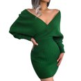 thumbnail image 1 of Robe Pull à Col en V, Robe en Tricot à Manches Longues pour Femmes, Performance, 1 of 5