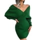 thumbnail image 3 of Vestido tipo suéter con cuello en V cruzado, vestido de punto cruzado de manga larga para mujer Vestido de punto cruzado con cuello en V cruzado Diseño fácil de usar, 3 of 6