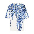 thumbnail image 4 of BangWanChi 3/4 Length Sleeve Womens Tops Plus Size Tunic Women's Ladies Fashion Casual Cropped 3/4 Sleeve Printing Cotton Loose Shirt Blouse Top, 4 of 5