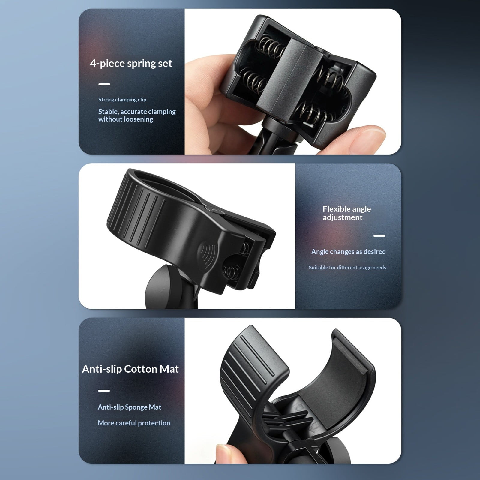 Microphone Clip Holder Secure Attachment Clamp On Stand Featuring Gooseneck Arm For Safe Device Positioning