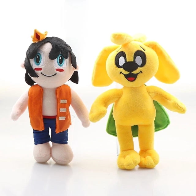 mikecrack-perro de peluche de 25cm para niños, juguete de peluche de perro amarillo, mike crack, animales de peluche, muñeco de perro amarillo, juguetes de regalo suaves para cumpleaños Peluche Mikecrack de 25 cm, vista frontal centrada; perro amarillo en felpa suave con orejas largas, ojos y hocico bordados en negro y blanco, relleno de algodón PP y textura de felpa visible; fondo blanco con otro muñeco al lado. Suele usarse como peluche coleccionable o regalo de cumpleaños para mayores de 12 años.