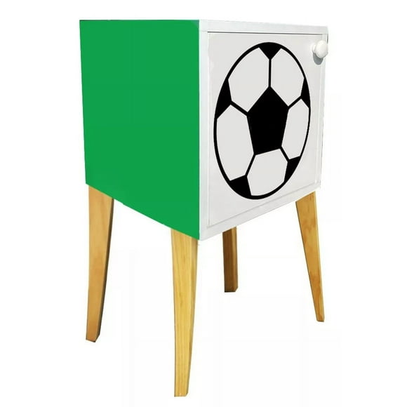 Buró Mesa De Noche Recámara Niños Futbol Balón Luz Led Verde