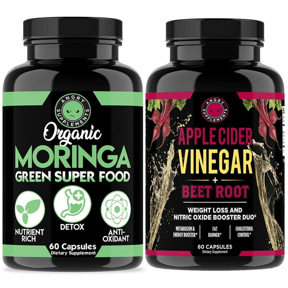 Organic Moringa Oleifera Capsules and Apple Cider Vinegar with Beet Root Powder