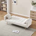 thumbnail image 4 of Newboti Furniture 71.7 - inch Beige Teddy Fleece Sofa Bed, accompanied by two luxurious throw pillows for enhanced coziness BN.9309, 4 of 9