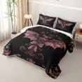 thumbnail image 3 of Erosebridal Spooky Damask Bat Quilt King, Boho Bow King Coverlet Set for Boys Girls, Black Dusty Mauve, 3pcs 1 Bedspread and 2 Pillowcases, 3 of 7