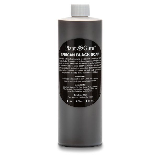 Jabón líquido negro africano 16 fl. onz. crudo puro natural de Ghana. El tratamiento del acné ayuda contra el eczema y la psoriasis, cicatrices de piel seca y manchas oscuras. Ideal para espinillas,