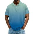 thumbnail image 2 of Fnnxeal Mens Casual Ombre Polo Shirt Khaki, Short Sleeve Gradient Top Moisture Wicking Quick Dry, Stretch Fabric 2-Button Business Casual Travel Golf Wear,Size XL, 2 of 5