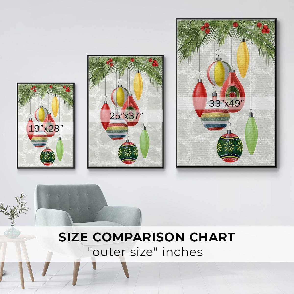Arose Such a Clatter Collection B - Framed Gallery Wrapped Holiday Canvas - 27 x 41 - Black Frame