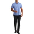 thumbnail image 2 of Camisas de vestir de cuadros INSPIRE CHIC para hombres, de algodón, de manga corta, con botones y bolsillo, camisa de gingham en azul marino, 2 of 6