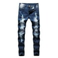 thumbnail image 4 of Akiihool Men's Jeans Stretch Men's Slim Fit Skinny Stretch Stretch Jean (Dark Blue,One Size), 4 of 5