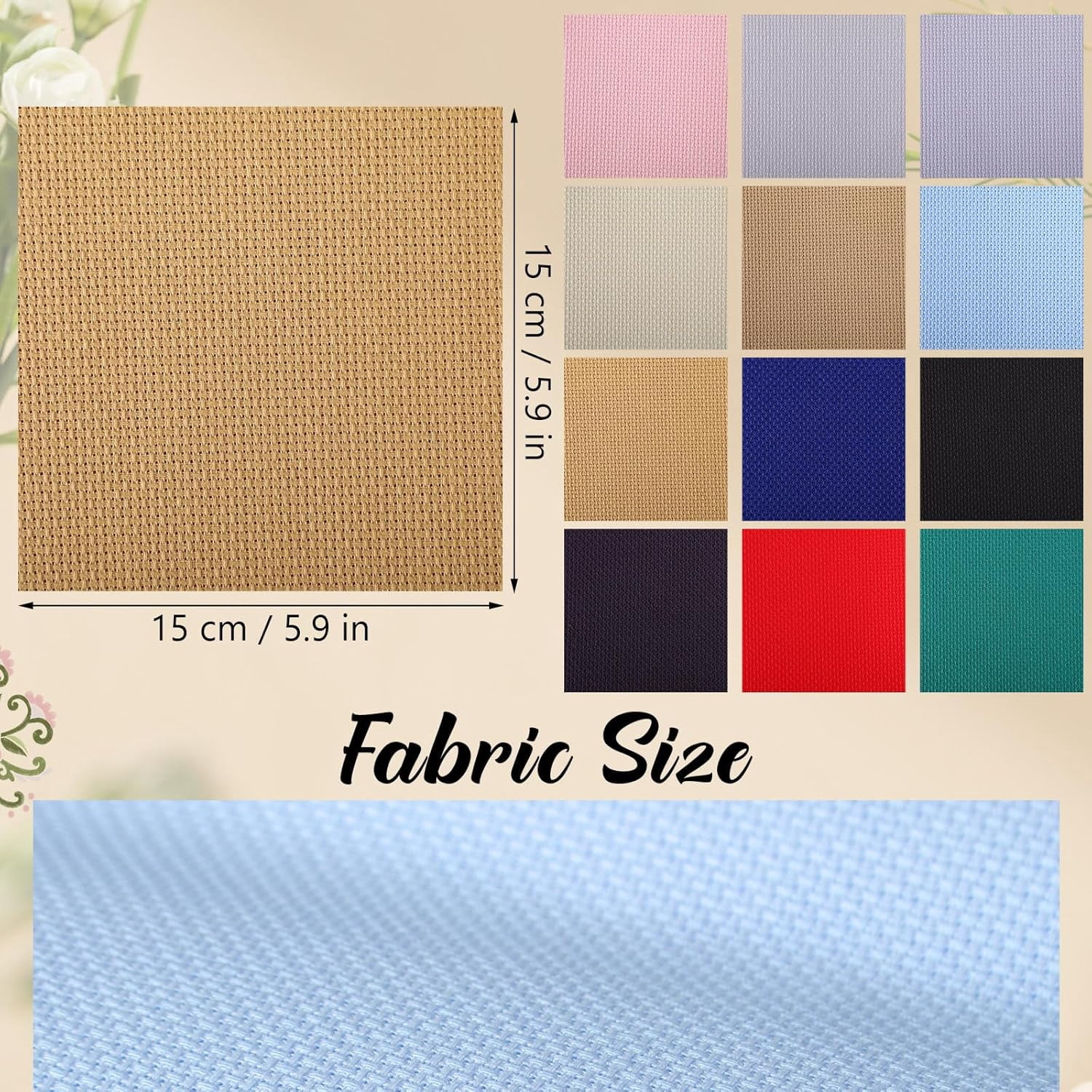 12 Pcs Aida Cloth 12 Color 14 Count Cross Stitch Fabric DIY Cross Stitch for Embroidery DIY Handmade Art Craft (5.9 x 5.9 Inch)