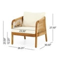 thumbnail image 5 of Acacia Wood and Wicker Outdoor Club Chair, Deep Seating with Soft Cushion, Porch Chairs for Garden, Backyard Porch Balcony, Brown & Beige, 5 of 9