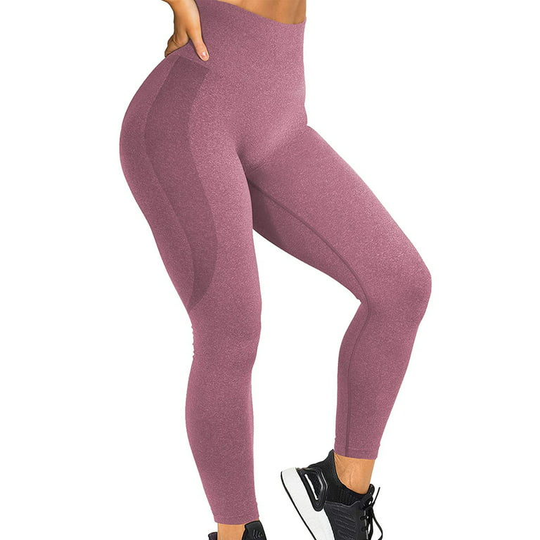 Ilfioreemio Women High Waist Workout Gym Smile Contour Seamless Leggings  Yoga Pants Tights