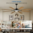 thumbnail image 4 of 72-Inch 8-Blade Large Ceiling Fan with Reversible Quiet DC Motor and Integrated LED Light, Modern Indoor Outdoor Ceiling Fan for Kitchen Living Room Terrace in Black, 4 of 9