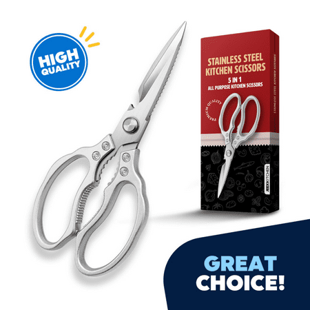 

Stainless Steel Kitchen Scissors Multi-Purpose Forged Kitchen Shears Heavy Duty Dishwasher Safe Food Scissors Non Slip Sharp Cooking Scissors for Kitchen Chicken Poultry Fish Meat Herbs-Sliver