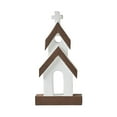 thumbnail image 2 of VHC Brands Brown Roof White Church Wooden Figurine 8x4x1, 2 of 3