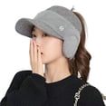 thumbnail image 7 of dianhelloya Warm hat LadyEarflap Hat Solid Color Empty Top Stretch Autumn Winter Windproof Sun Knitted Baseball Hat Riding Supplies Pink, 7 of 7