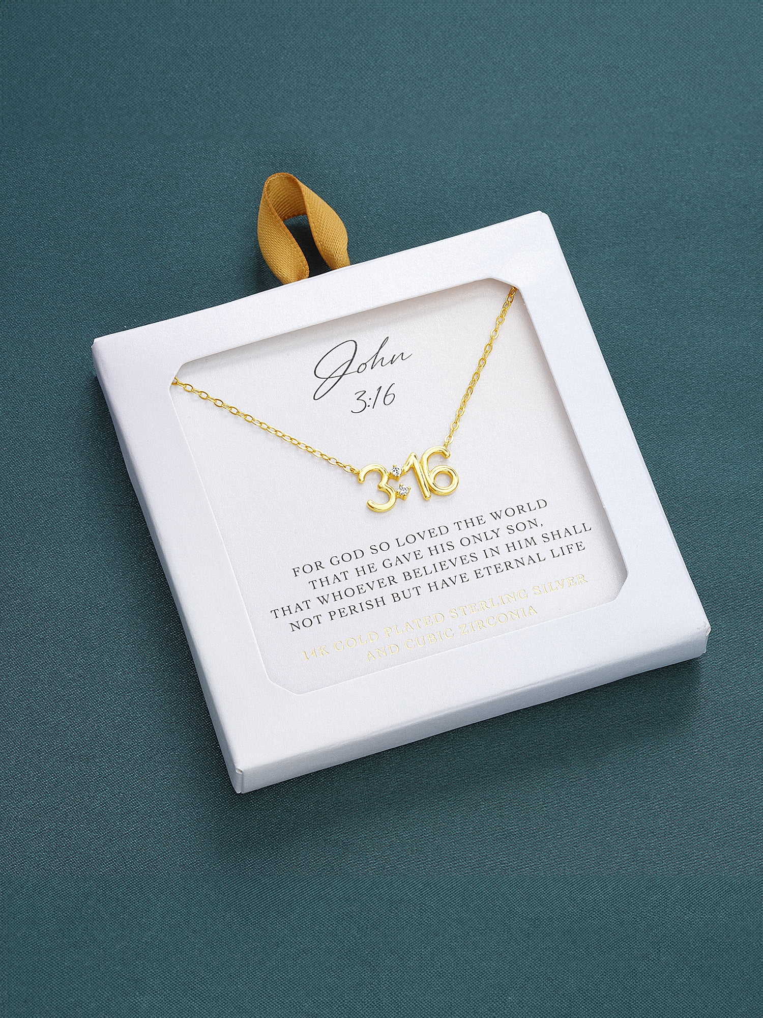 Brilliance Fine Jewelry Sterling Silver 14K Gold-Plated Bible Verse John 3:16 16"+2" Necklace