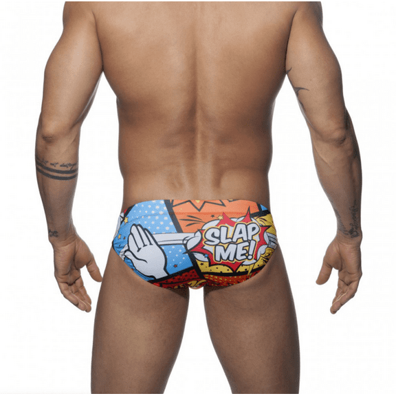 Men's WTF Naughty Comic Enhancing Swim Briefs Quick Dry Swimsuit Bathing Suit