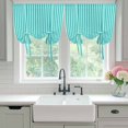 thumbnail image 5 of Tie Up Curtains for Windows Turquoise Stripes Valance Adjustable Balloon Curtain Classic Vertical Striped Tie Up Shades for Kitchen Living Room Bedroom Privacy Curtain Drape 34x45 Inch, 5 of 9