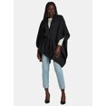 thumbnail image 3 of The Pioneer Woman Whipstitch Wrap Ruana with Belt Layering Piece, Black Beauty, Women's, 3 of 5