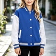 thumbnail image 7 of Lutiedan Kids Varsity Baseball Bomber Jacket Boys Girls Long Sleeve Button down Jackets Unisex School Uniform Jackets Size 1-15, 7 of 7