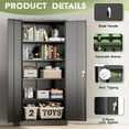 thumbnail image 5 of SOLAURA 72 Inches Tall Metal Garage Storage Cabinets, Lockable Storage Cabinet with Doors and Adjustable Shelves for Office, Home, Shops, Garage, Black, 5 of 9