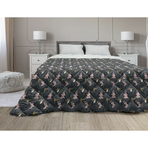 Swimming Down Alternative Comforter, Toys Floating Unicorn Toucan Giraffe Donut Watermelon Cartoon Print, Microfiber Quilt for All Season, 5 Sizes, Turquoise and Multicolor, by Ambesonne