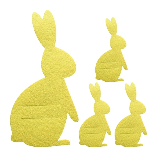 4 bolsas porta cubiertos de fieltro con forma de conejito de Pascua para decoración de mesa de Pascua amarillo