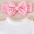 thumbnail image 5 of Tiijoy Baby Girls Checkered Skirt Short Sleeve Bodysuit Socks Headband Outfits, Sizes 3-6 Months, 5 of 5