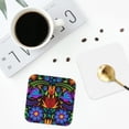 thumbnail image 4 of Zufioo Colorful Floral Print Leather Coaster Set, Decorative PVC Coasters 4-pack - Scald and Stain-resistant, Suitable for Home, Cafes, Restaurants-Square, 4 of 6